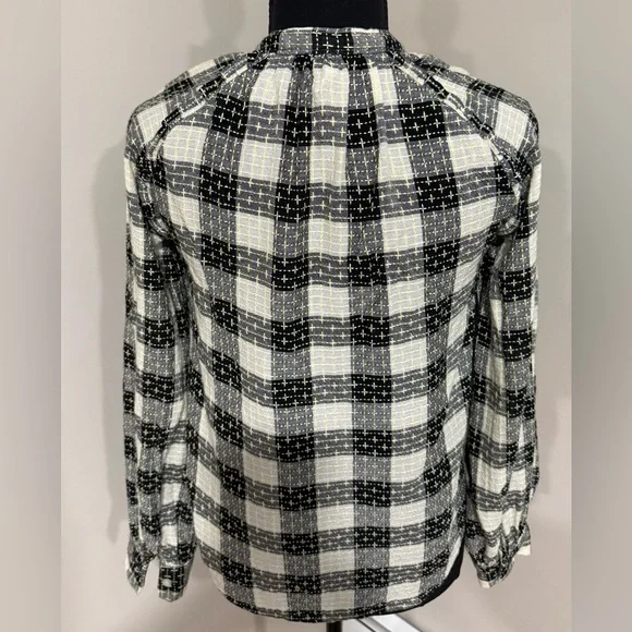 Anthropologie Pilcro Breezy White Black Plaid Button-Down Shirt - Picture 3 of 8